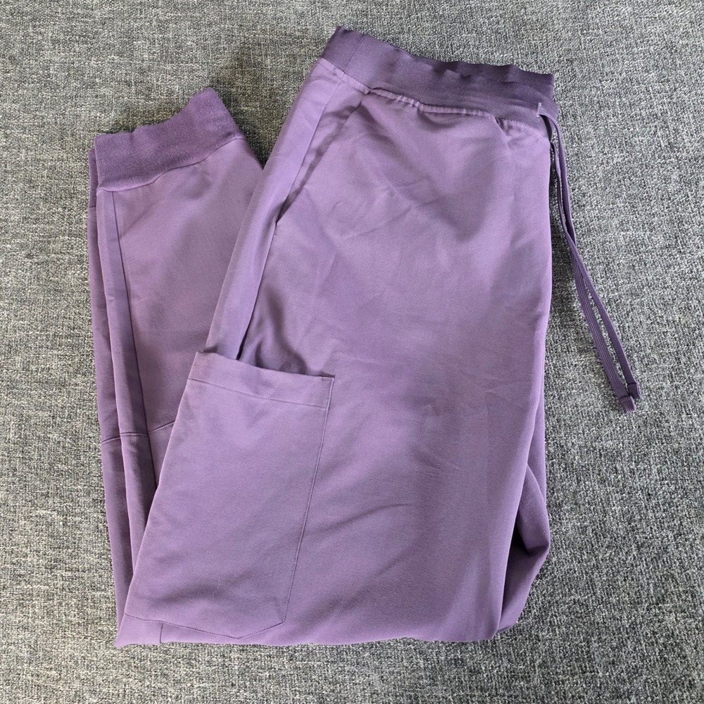 Mandala Scrubs 9 Pocket Jogger Pants Womens L Purple Equa-Tek Cargo Medical